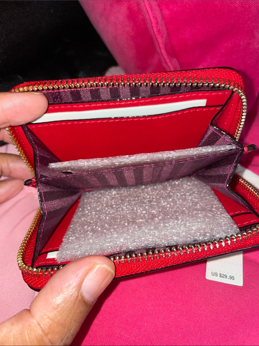 Victoria's Secret Red Wallet with Black Floral Print and VS Logo - Picture 3 of 3